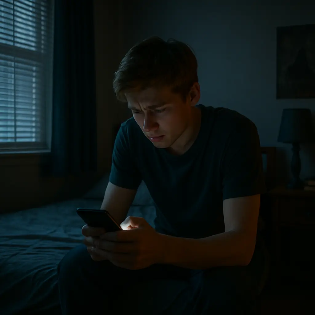 Parent and teen having conversation at kitchen table