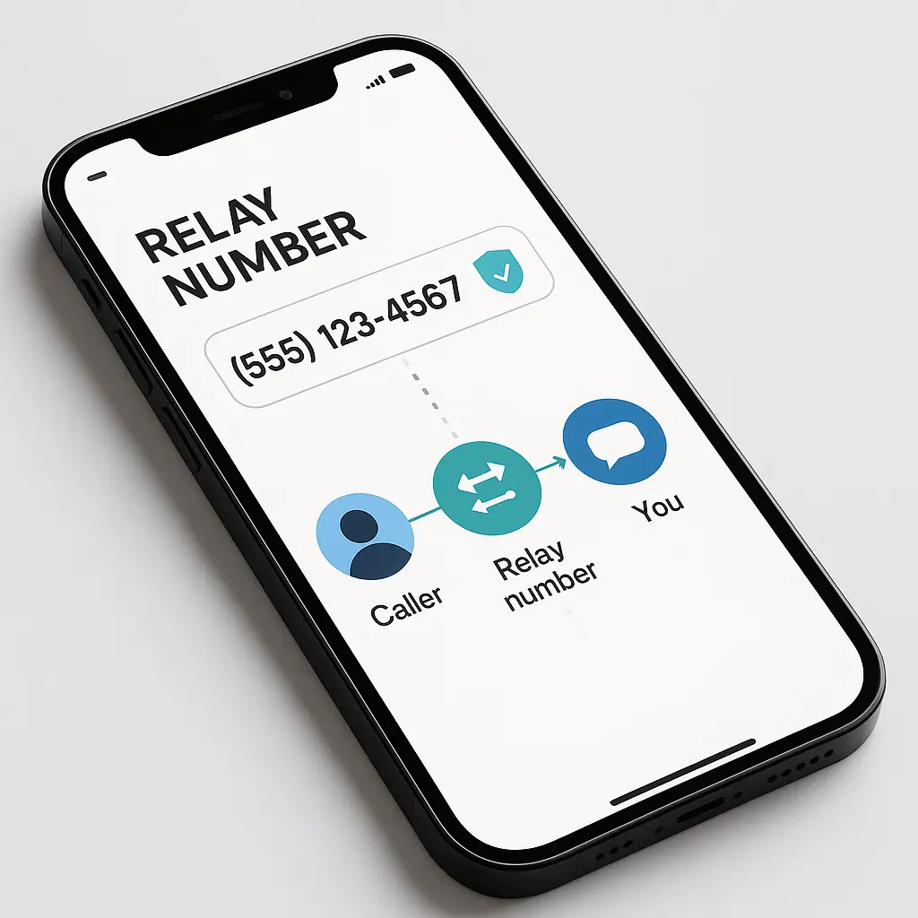 A relay number routing diagram showing how messages pass through an intermediary service
