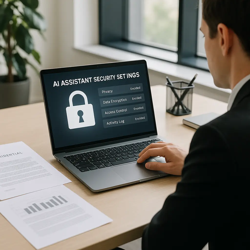 Secure workspace with AI assistant configured for confidential work