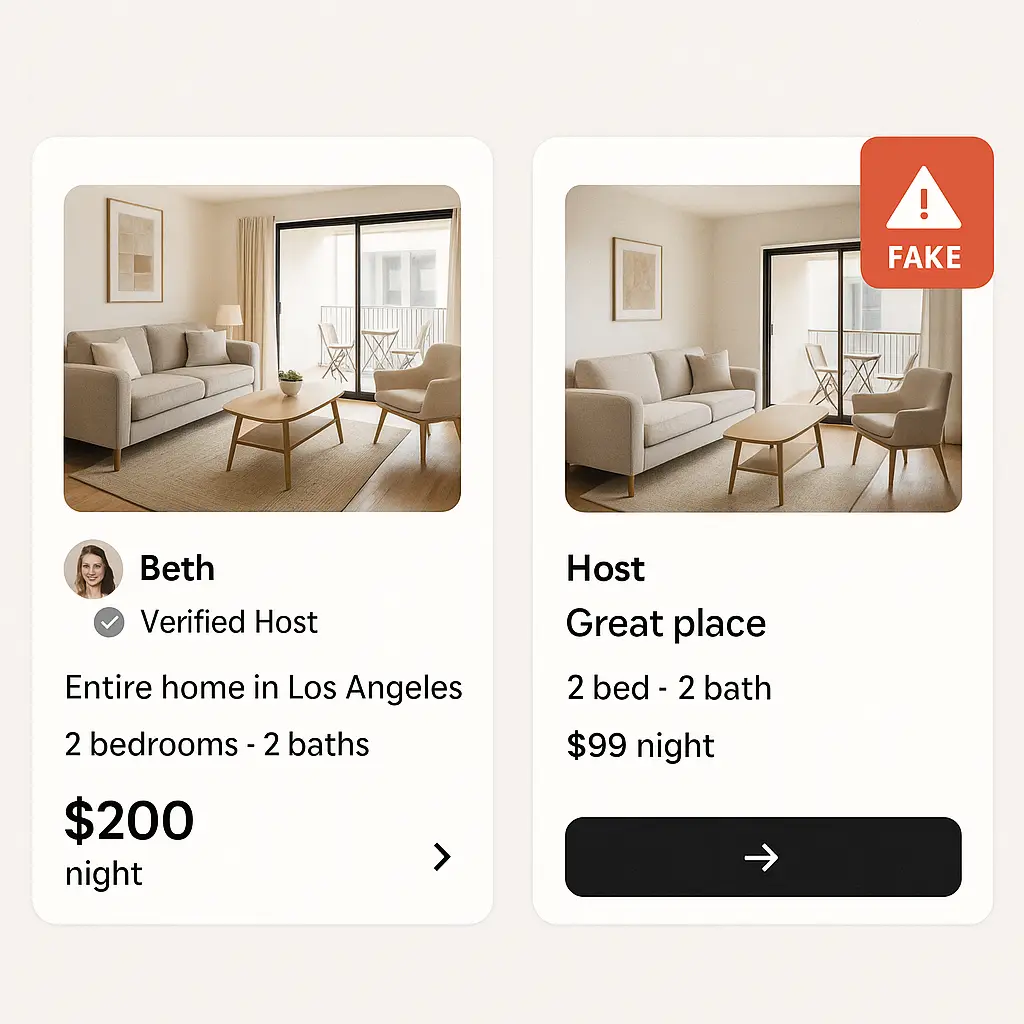 Checklist showing verified rental booking steps with checkmarks
