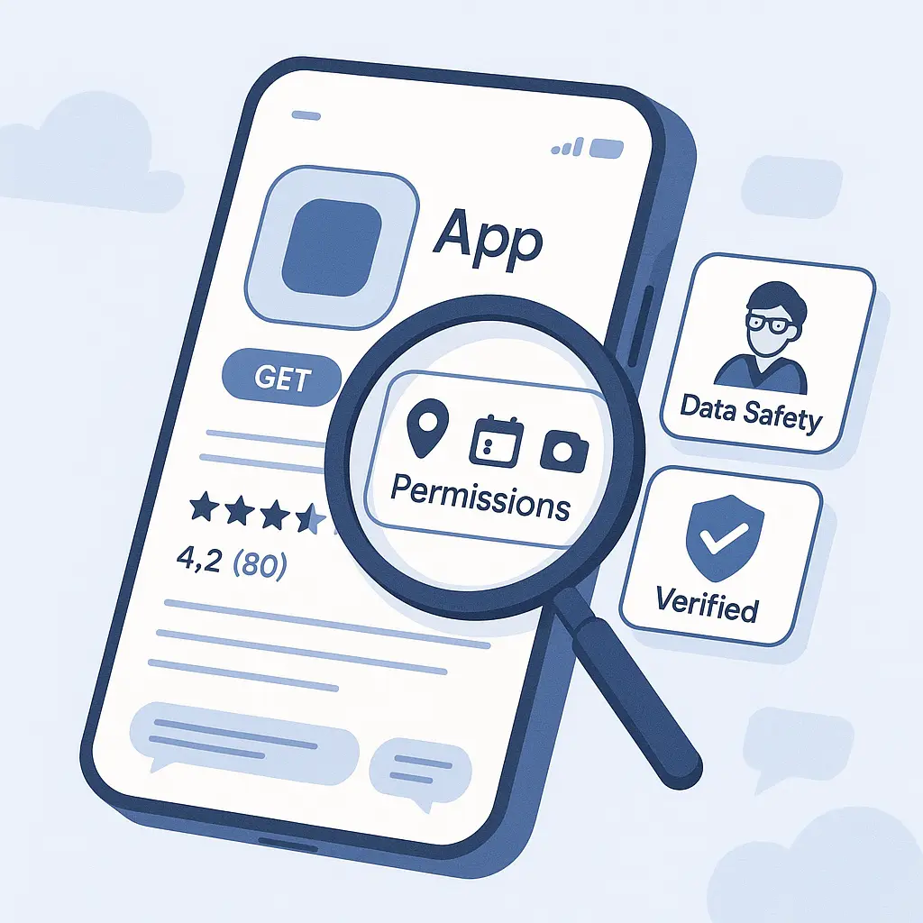Hand confidently tapping install button after completing thorough app inspection checklist