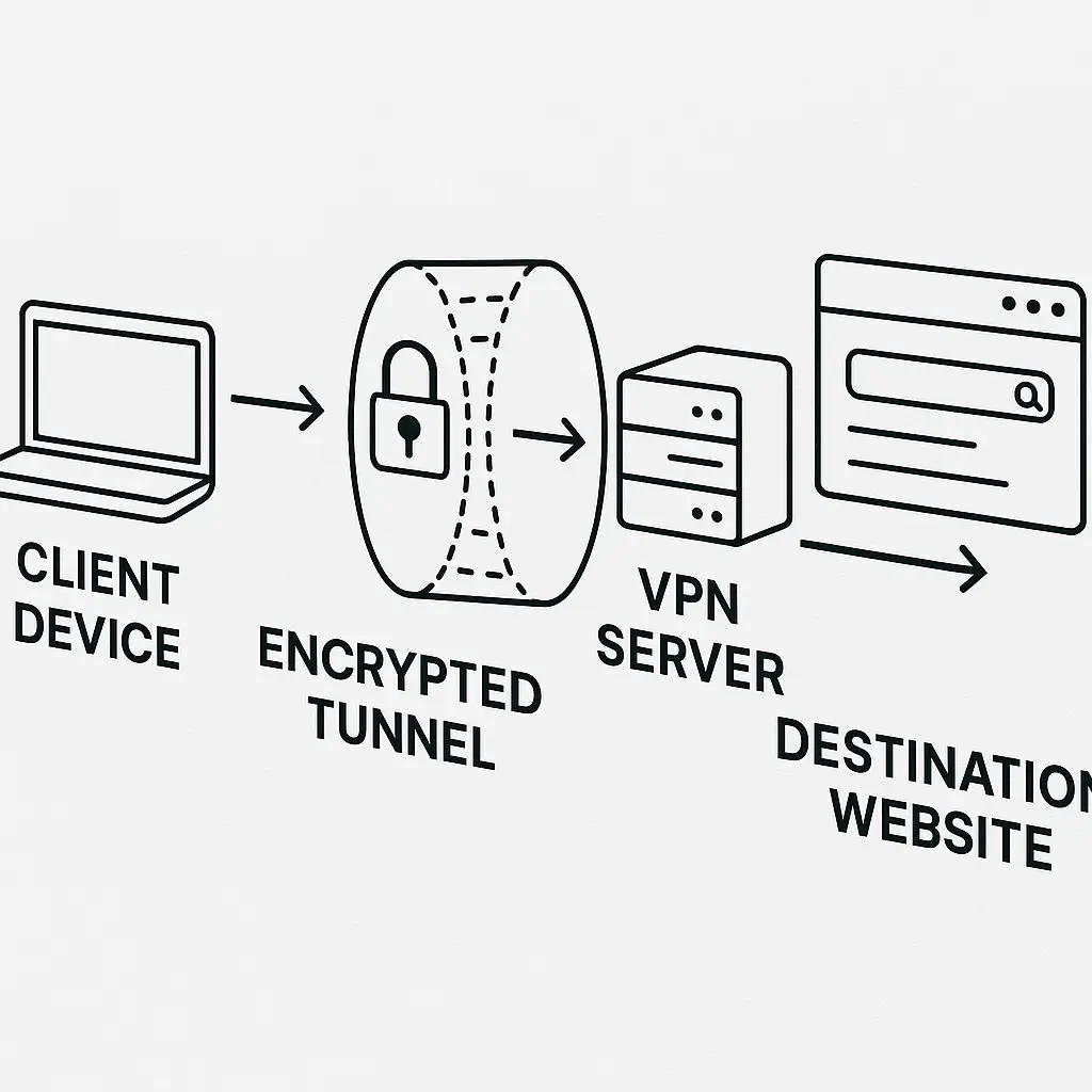 Illustration of cryptographic key exchange during VPN connection establishment